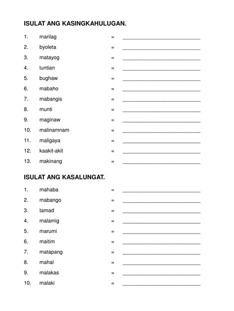kasingkahulugan .